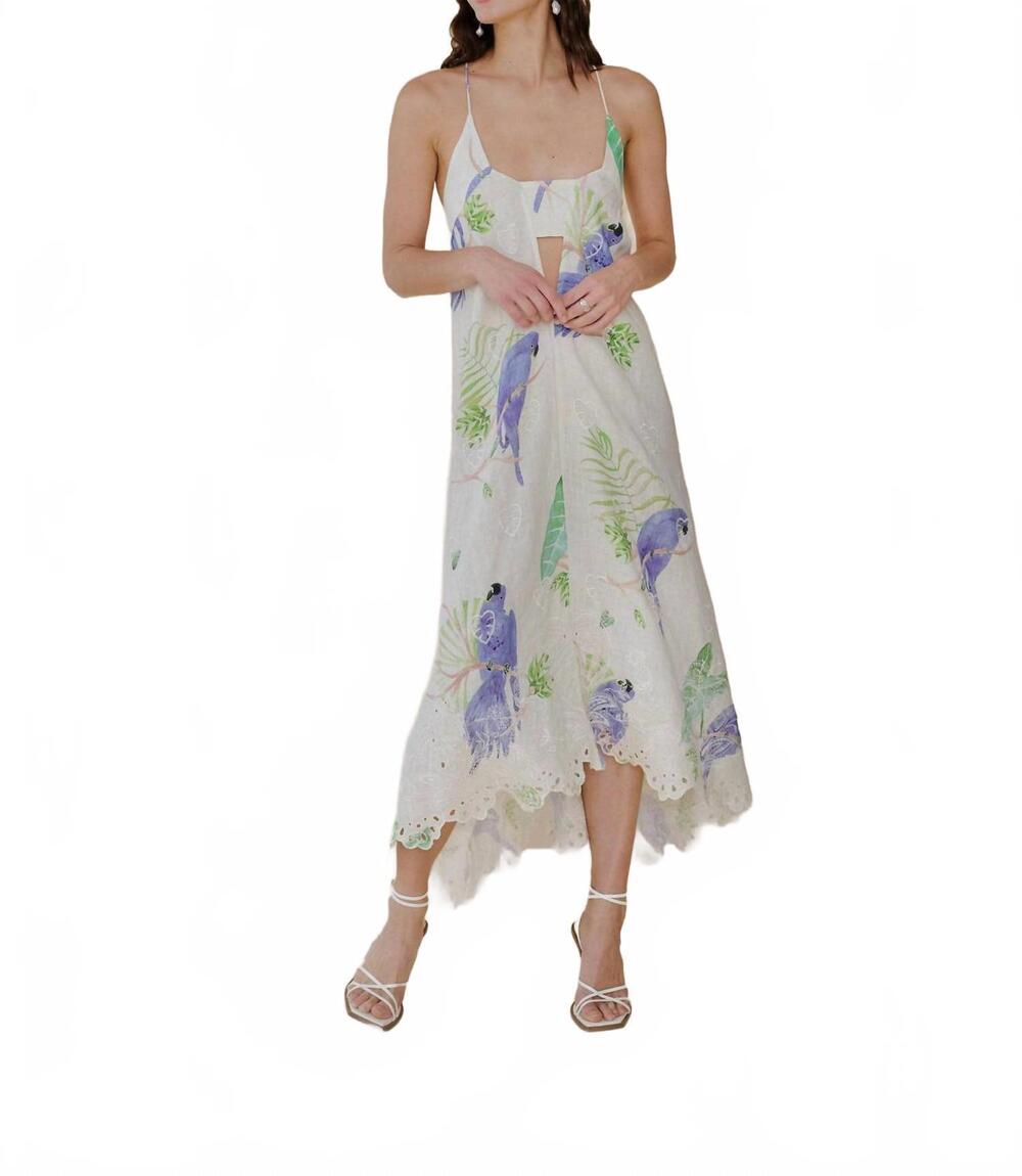 NEW GUADALUPE DESIGN women's parrot dress in white